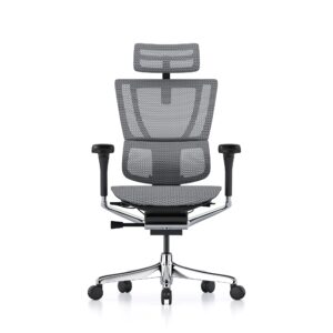 Open-box Mirus office chair with headrest, grey mesh, black frame – Excellent Sale